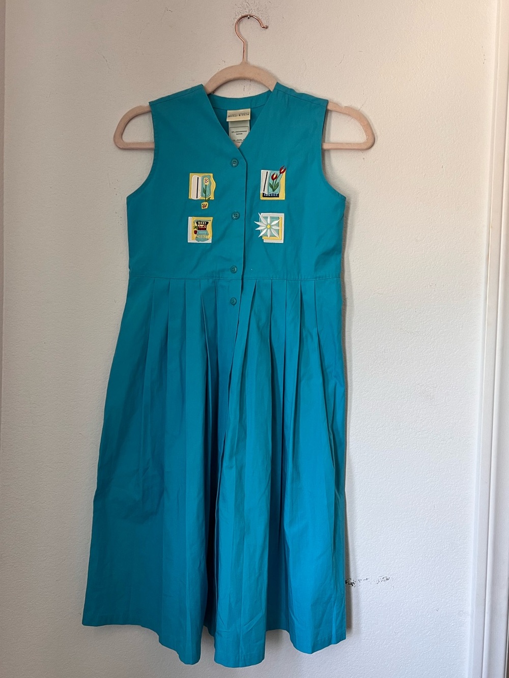 Vintage Laura Ashley Blue Girl’s 100% Cotton Sleeveless Long Dress Cottagecore